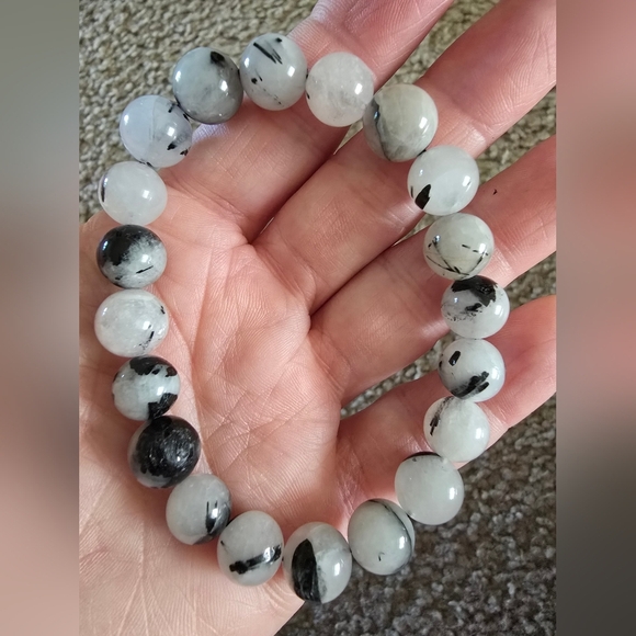 🐰 SALE🐰 10m Black And White Rutile Bracelet - Picture 6 of 15